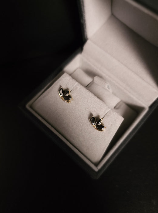 Black Water Lily Stud Earrings