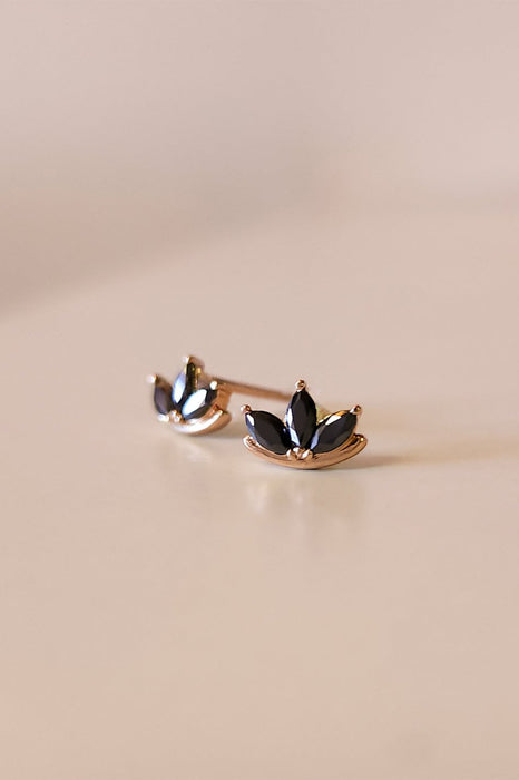 Black Water Lily Stud Earrings