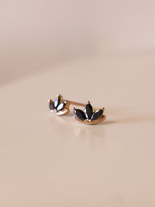 Black Water Lily Stud Earrings