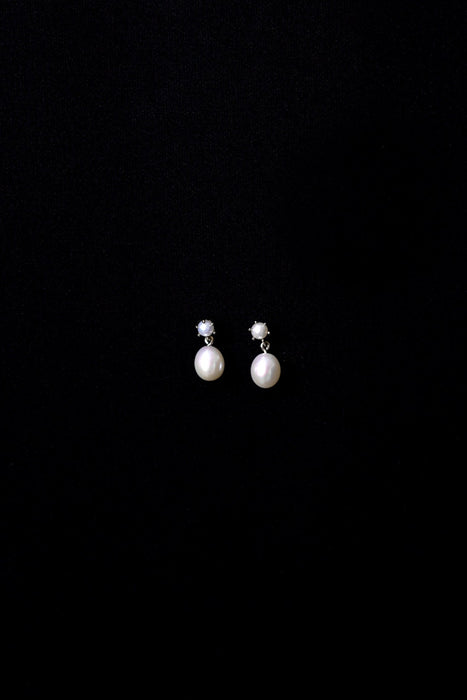 Double Pearl Drop Earrings