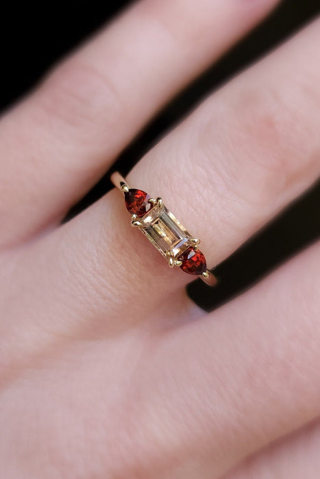 Sweetheart Pink Tourmaline and Garnet Ring (once-off piece)