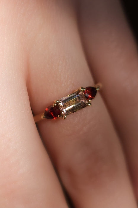 Sweetheart Pink Tourmaline and Garnet Ring (once-off piece)