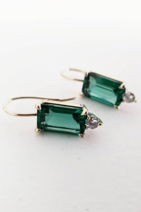 Green Topaz and Diamonds Drop Earrings (one-off piece)