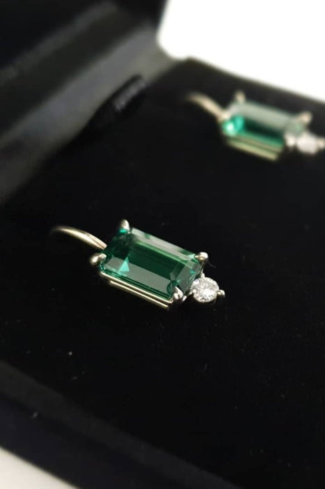 Green Topaz and Diamonds Drop Earrings (one-off piece)