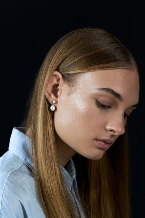 Double Pearl Drop Earrings