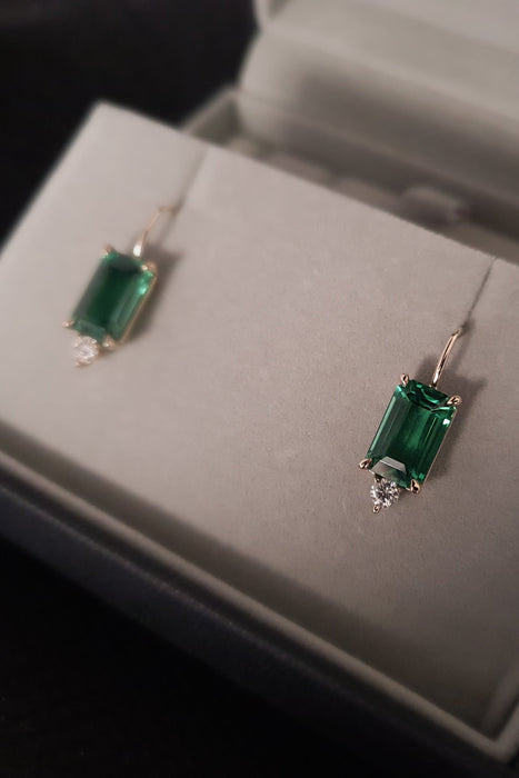 Green Topaz and Diamonds Drop Earrings (one-off piece)