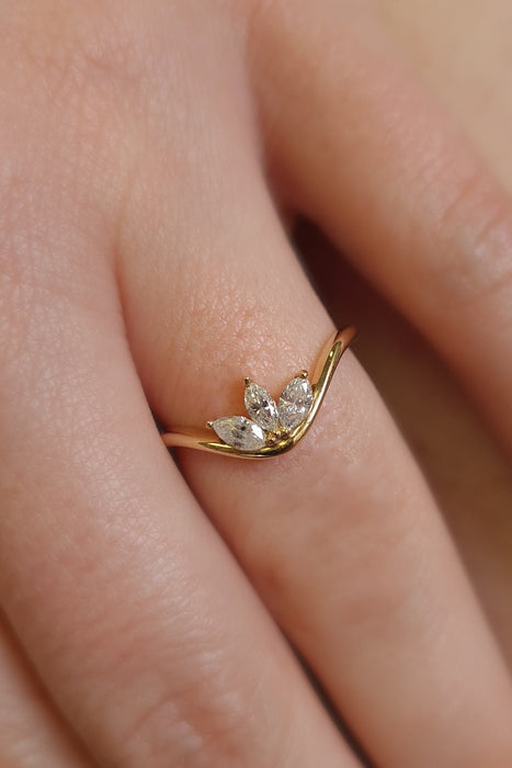 Water Lily Marquise Diamonds Ring