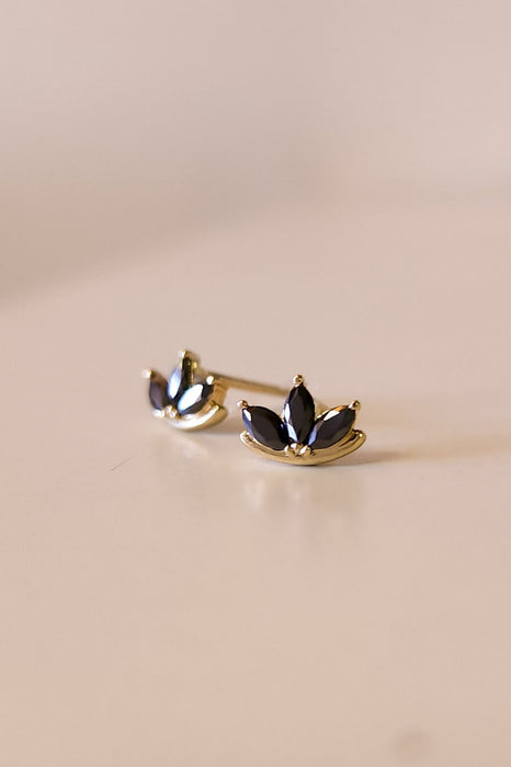 Black Water Lily Stud Earrings