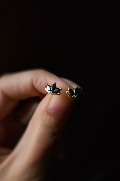 Black Water Lily Stud Earrings