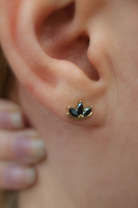 Black Water Lily Stud Earrings